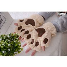 Beige - Women Mittens Maxpower New Women Cute Cat Claw Paw Plush Mittens Warm Soft Plush Short - Beige