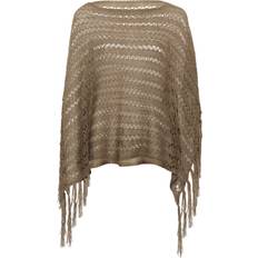 Uld Ponchos & Kapper Cream Cralpah Knit Poncho Kvinde Fossil One - Beige