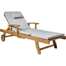Garden & Outdoor Furniture Beliani Garden Sun Lounger Acacia Wood Reclining with Castors