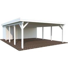 Hvid Carporte Palmako Dobbelt Carport Med Redsskabsrum Hvid 40.6 m² (Areal )
