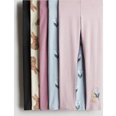 Florals Trousers Children's Clothing H&M Girls Pink Patterned Cotton Leggings - Pink