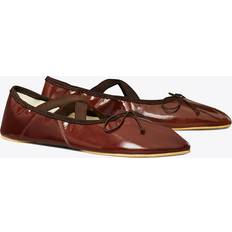 Tory Burch Brown Ballerinas Tory Burch Peep-Toe Mary Jane Ballet