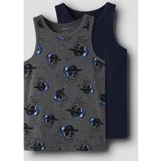 Babyer Toppe Børnetøj Name It NkmTank Top 2P Skull Noos - Dark Grey