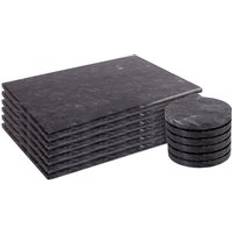 Black Coasters Argon Tableware 12pc Black Marble Placemats Round Coasters Set Coaster