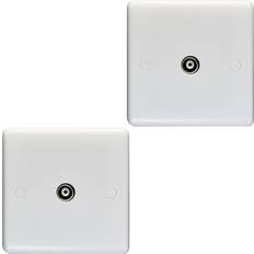 White Ethernet, Data & Phone Outlets Loops 2 Pack 1 Gang Single TV Aerial Wall Face Plate