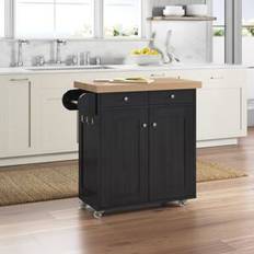 Kitchen Units Beachcrest Home Lucille 95 Cm Kitchen Island - Black