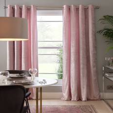 Crushed Velvet Fully Lined Eyelet Curtains Blush