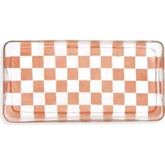 Habitat Checkered Glass Trinket Pink Red Serving Tray