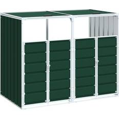 Metall Skjul för sopkärl vidaXL Mülltonnenbox für 2 Tonnen Grün 144x81x113 cm Stahl (Gebäudefläche )