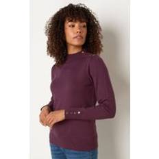 Purple Jumpers M&Co Button Detail Turtle Neck Jumper - Berry Purple
