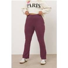 Red - Women Leggings Yours Curve Elasticated Flared Leggings - Burgundy