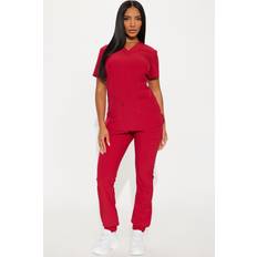 Work Clothing Sets Fashion Nova Stretch Uniform Scrub Jogger Set - Red