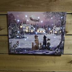 Decorations SnowTime Fibre Optic Light Up LED Canvas 40x30 cm Decoration