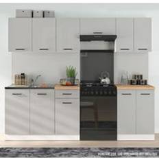 Grey kitchen cabinets Summer 7 Unit Kitchen Cabinets Set - Light Grey Gloss