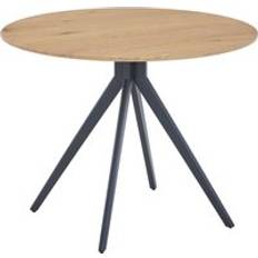 Round pedestal dining table Core Products Round Light Oak Effect Top 100cm x 100cm Dining Table