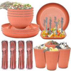 Unbreakable Dinnerware Camping Plates Bowls Dinner Set