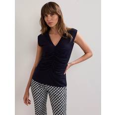 Phase Eight Blouses Phase Eight Taia Sleeveless V-Neck Ruched Top - Navy
