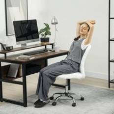 Homcom White Office Chairs Homcom Armless Makeup Vanity 360° Swivel White Office Chair