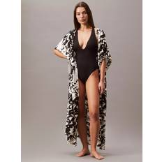 Badeanzug Cover Ups & Sarongs Calvin Klein Swimwear Kimono Relaxed Fit - Black Kaftan