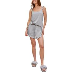 Bamboo Pyjamas Pretty You London Bamboo Rich Frill Cami Shorty Pyjama Set - Grey