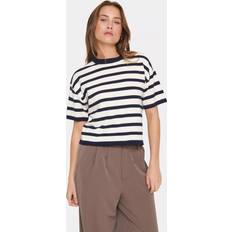 Dame - Kort ærme Sweatere Saint Tropez LikamSZ Striped Pullover Winter White Nightsky - Hvid