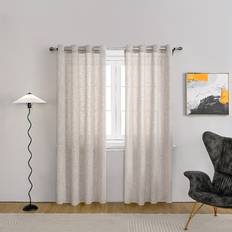 Curtains & Accessories Temu 2 Panels Linen Translucent Bohemian Curtains