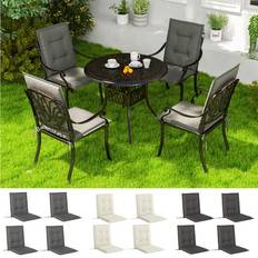 Textiles OutSunny Set of Four Padded Garden Seat Light Chair Cushions Grey