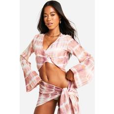 Orange Swimsuit Cover-Ups & Sarong Wraps boohoo Womens Tie Dye Beach Coord - Orange