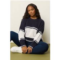 Stripes Clothing Yours Curve Navy Blue Stripe Knitted Jumper - Dark Navy