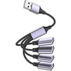 USB Hubs Lukyamzn 4-Port USB 2.0 Multi-Socket Hub Adapter