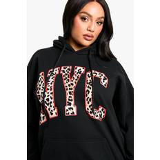 Hoodies Jumpers boohoo Plus Leopard Nyc Oversized Hoodie - Black