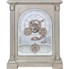 Table Clocks Large Mantel Moving Cogs Pewter Surround Table Clock