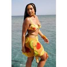 Orange Swimsuit Cover-Ups & Sarong Wraps boohoo Womens Plus Fruit Print Tie Side Sarong - Orange