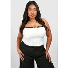Lace - Women Corsets boohoo Womens Plus Contrast Lace Corset Top - White