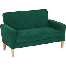 Homcom Green Sofas Homcom Velvet-Feel Upholstered Loveseat 2 Seater Sofa