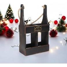 Wine Racks Buttercup Farm 2 Bottle Holder Wood L10 x W21 x H39 cm Black Wine Rack