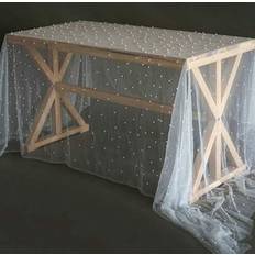 Textiles Shein Faux Pearl Table Flag Transparent Chiffon Tablecloth
