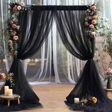 Shein Black Tulle Archway Fabric Curtain