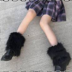One Size Arm & Leg Warmers Shein Black Short Plush Leg Warmers For Autumn And Winter