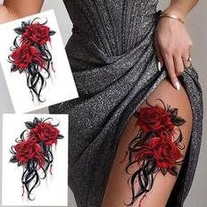 Tattoo Care on sale Shein 2pcs Temporary Red Rose Tattoo Stickers