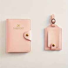 Temu Leather Passport Holder Set With Luggage Tag - Travel Essentials