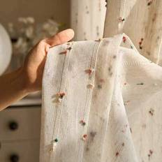 Curtains & Accessories Shein Vintage Linen Sheer Curtain With Rainbow Candy Beads
