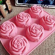 Casting Shein Pink 6-Cavity Rose Flower Shaped Silicone Soap Mold