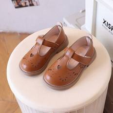Ballerinas Children's Shoes on sale Shein Leather-Like Children Flat Shoes - Brown