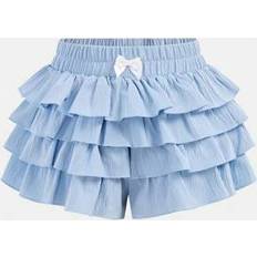 Blue Skirts Children's Clothing Shein Tween Girls Casual Solid Color Skirt Shorts