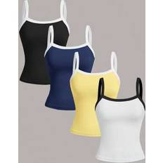 Multicoloured - Tennis Tank Tops Shein Summer Sporty Training Color-Block Camisole - Back/White/Yellow/Blue