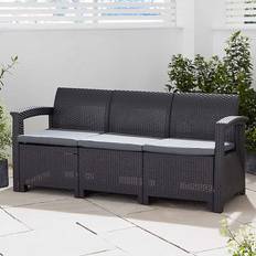 Synthetic Rattan Modular Sofa Trueshopping Rattan 3 Seater Graphite with Grey Modular Sofa