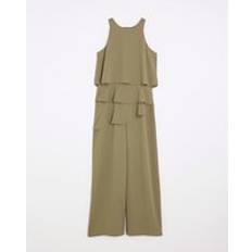River Island Petite Khaki Layered Wide Leg Jumpsuit