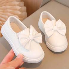 White Ballerinas Children's Shoes Shein Girls Bow Decorated Princess Style Sneakers