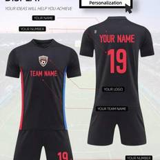 Adult Football Kits Shein Custom Black Soccer Set 2 Pieces